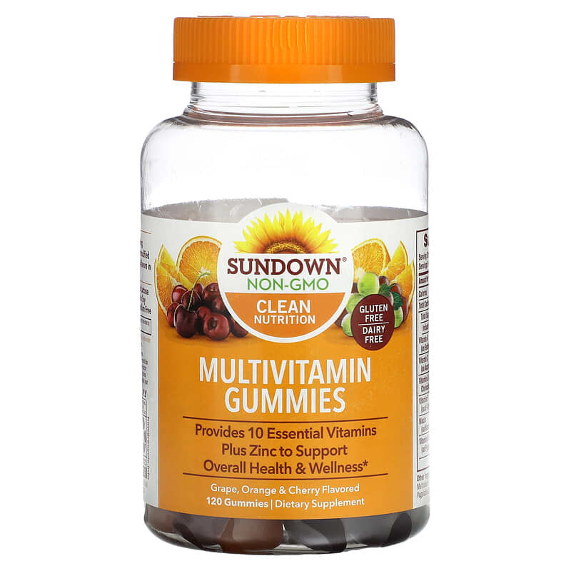 Sundown Naturals Multivitamin Gummies Grape Orange & Cherry Flavored 120 Gummies 3 Sundown Naturals Multivitamin Gummies Grape Orange & Cherry Flavored 120 Gummies 030768304171