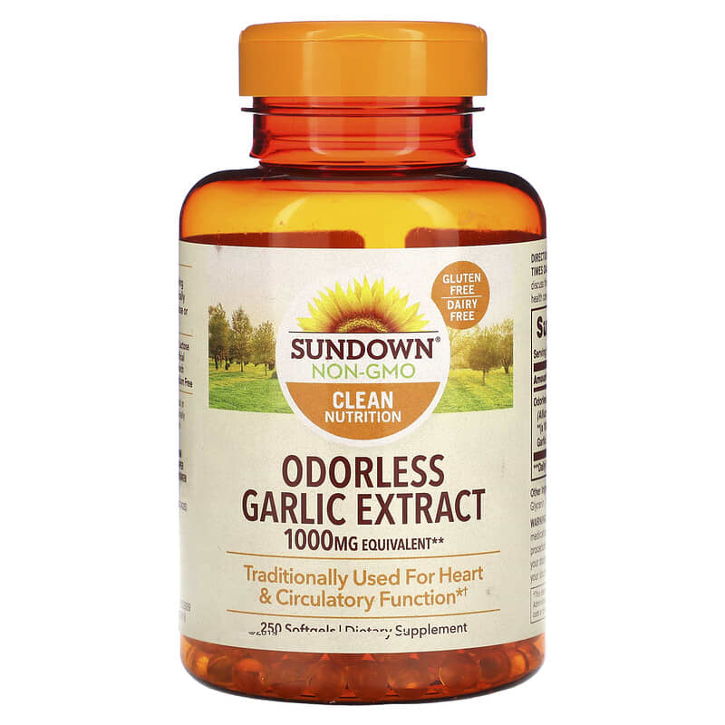 Sundown Naturals Odorless Garlic Extract 1.000 mg 250 Softgels 6 sundown naturals odorless garlic extract 1 000 mg 250 softgels 67836