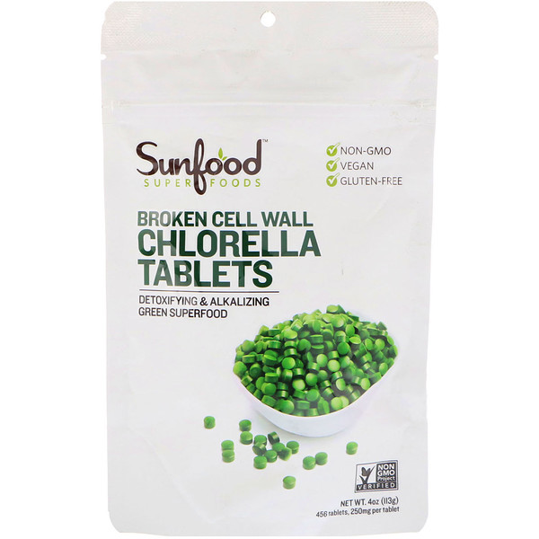 Sunfood Broken Cell Wall Chlorella viên 250 mg 456 viên 4 oz (113 g) 5 sunfood broken cell wall chlorella tablets 250 mg 456 tablets 4 oz 113 g 59420