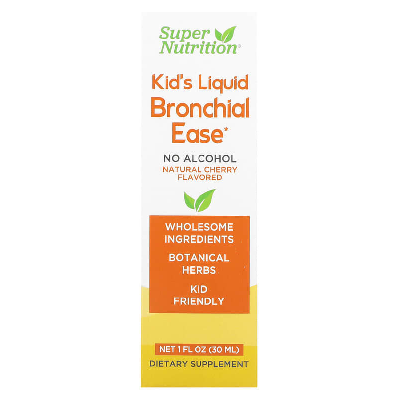 Super Nutrition Kid's Liquid Bronchial Ease No Alcohol Cherry 1 fl oz (30 ml) 3 Super Nutrition Kid's Liquid Bronchial Ease No Alcohol Cherry 1 fl oz (30 ml) 898220021949