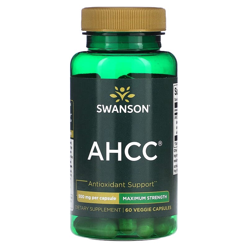 Swanson AHCC Maximum Strength 500 mg 60 Veggie Capsules 3 Swanson AHCC Maximum Strength 500 mg 60 Veggie Capsules 087614210452
