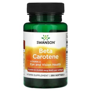 Swanson Beta Carotene 10.000 IU (3.000 mcg RAE) 250 Softgels 087614010106