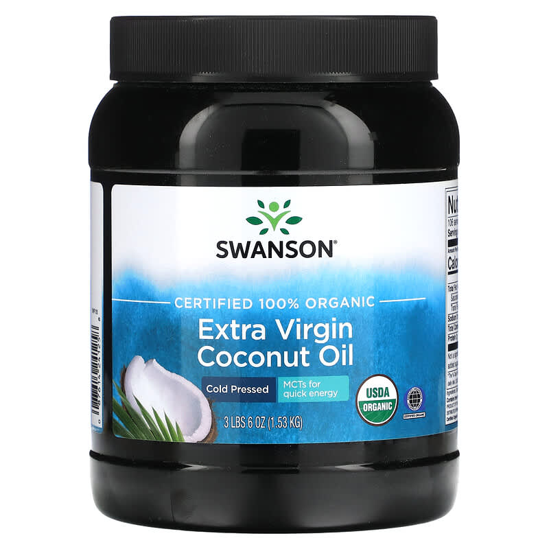 Swanson Certified 100% Organic Extra Virgin Coconut Oil 3 lbs 6 oz (1.53 kg) 3 Swanson Certified 100% Organic Extra Virgin Coconut Oil 3 lbs 6 oz (1.53 kg) 087614241258