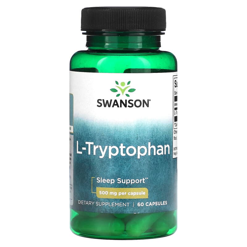 Swanson L-Tryptophan 500 mg 60 Capsules 3 Swanson L-Tryptophan 500 mg 60 Capsules 087614115023