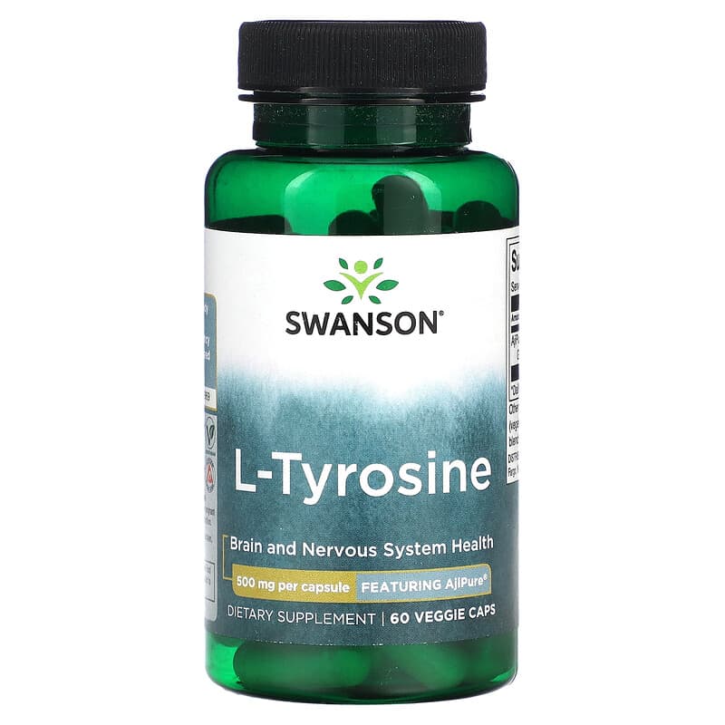 Swanson L-Tyrosine 500 mg 60 Veggie Caps 3 Swanson L-Tyrosine 500 mg 60 Veggie Caps 087614025131