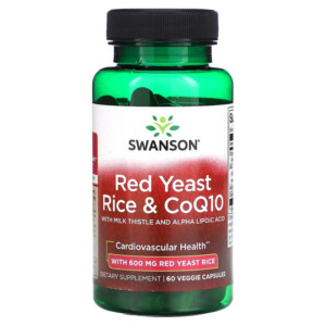 Swanson Red Yeast Rice & CoQ10 with Milk Thistle and Alpha Lipoic Acid 60 Veggie Capsules 087614029825
