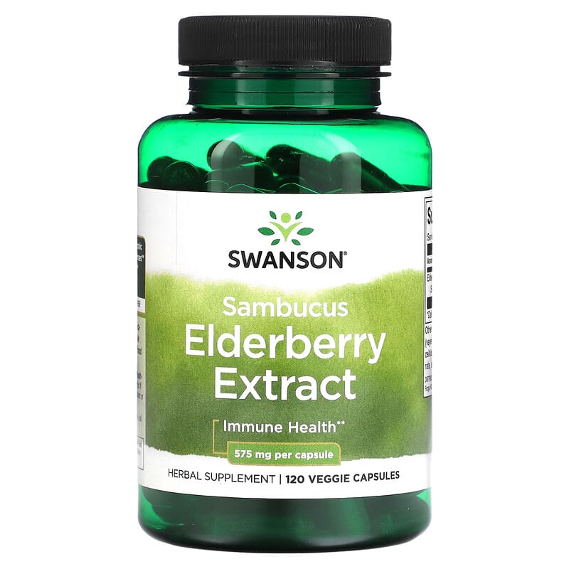 Swanson Sambucus Elderberry Extract 575 mg 120 Veggie Capsules 3 Swanson Sambucus Elderberry Extract 575 mg 120 Veggie Capsules 087614117829