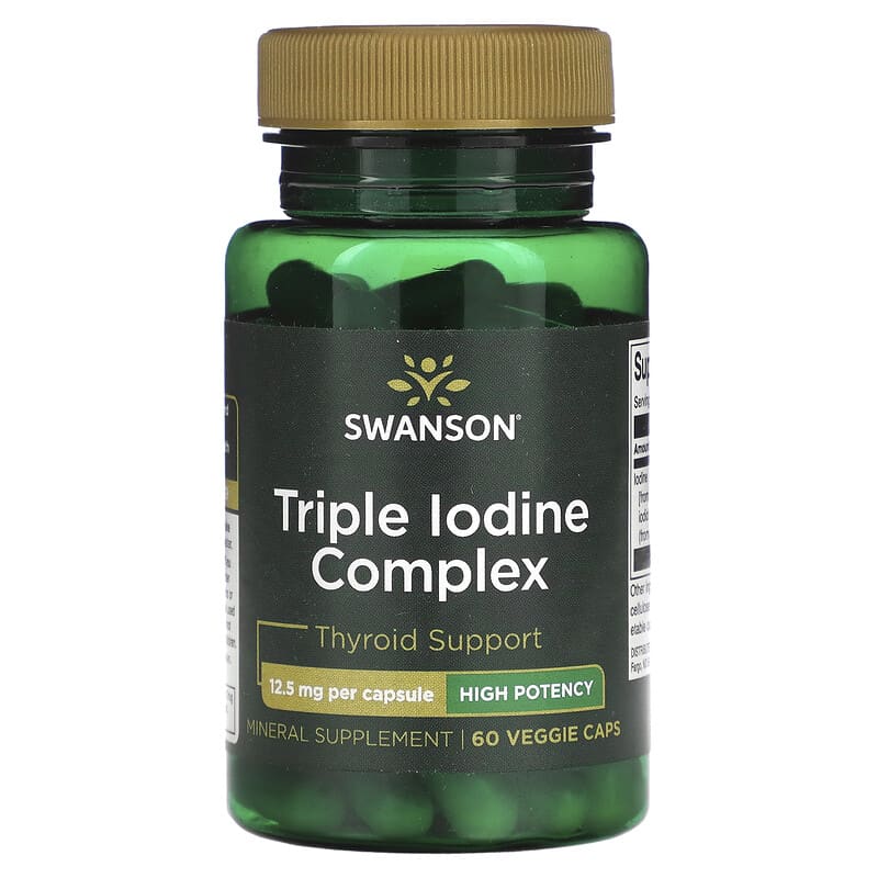 Swanson Triple Iodine Complex High Potency 12.5 mg 60 Veggie Caps 3 Swanson Triple Iodine Complex High Potency 12.5 mg 60 Veggie Caps 087614028095