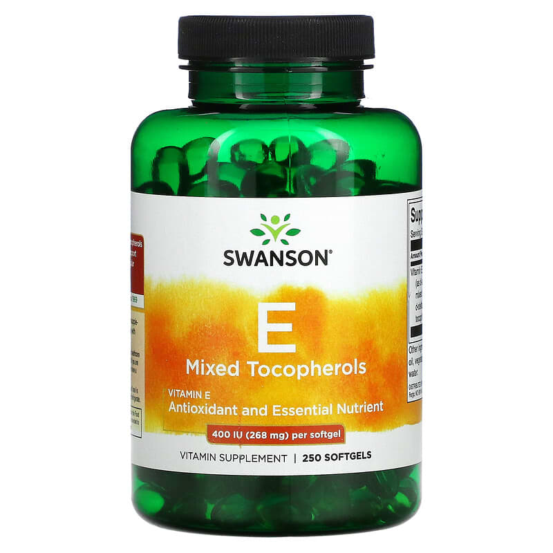 Swanson Vitamin E Mixed Tocopherols 400 IU (268 mg) 250 Softgels 3 Swanson Vitamin E Mixed Tocopherols 400 IU (268 mg) 250 Softgels 087614011523