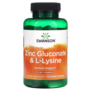 Swanson Zinc Gluconate & L-Lysine 90 Veggie Capsules 087614118635