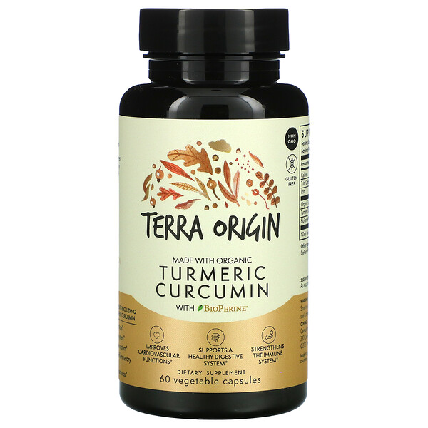 Terra Origin Turmeric Curcumin With BioPerine 60 Vegetable viên 3 terra origin turmeric curcumin with bioperine 60 vegetable capsules 106970