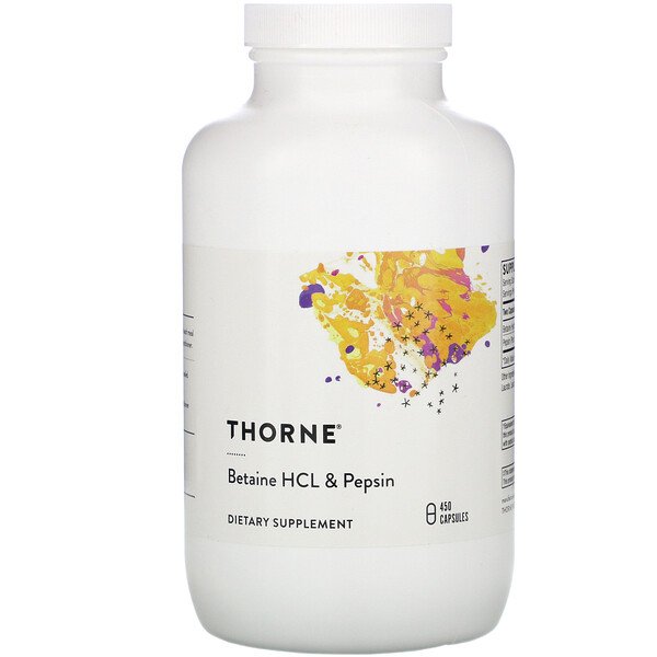 Thorne Research Betaine HCL & Pepsin 450 viên 3 thorne research betaine hcl pepsin 450 capsules 59222