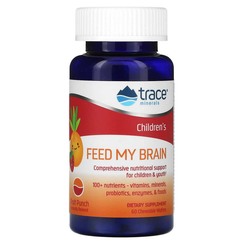 Trace Minerals ® Children's Feed My Brain Fruit Punch 60 Chewable Wafers 3 Trace Minerals ® Children's Feed My Brain Fruit Punch 60 Chewable Wafers 878941003554