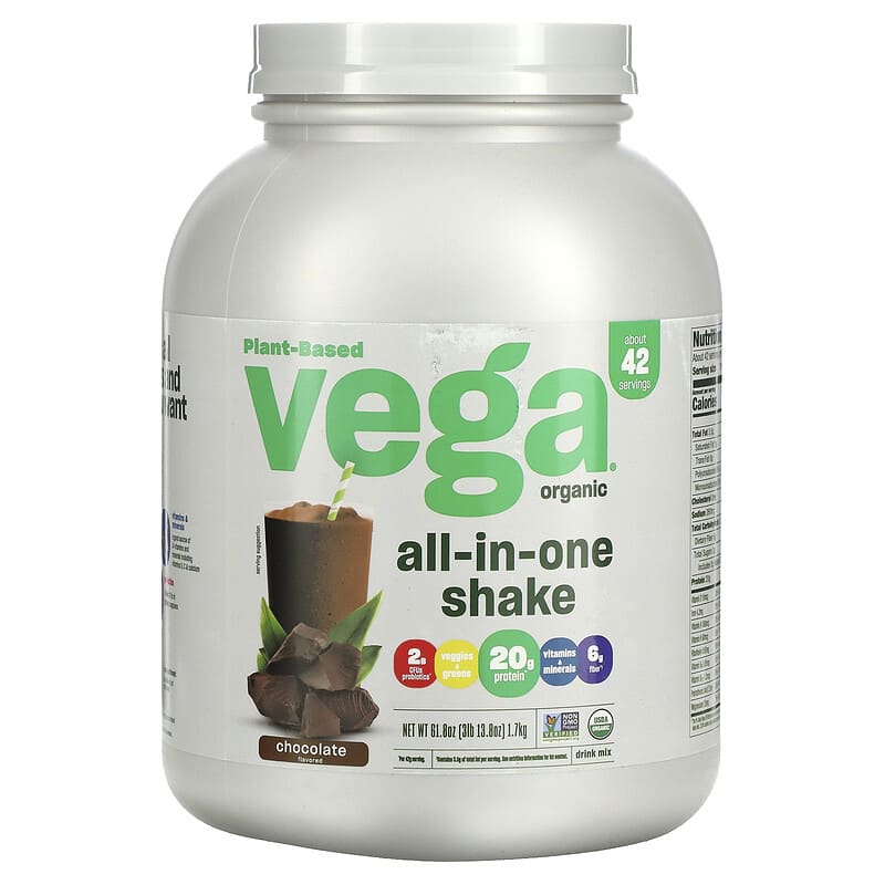 Vega Plant-Based All-In-One Shake Chocolate 61.8 oz (1.7 kg) 3 Vega Plant-Based All-In-One Shake Chocolate 61.8 oz (1.7 kg) 838766004976