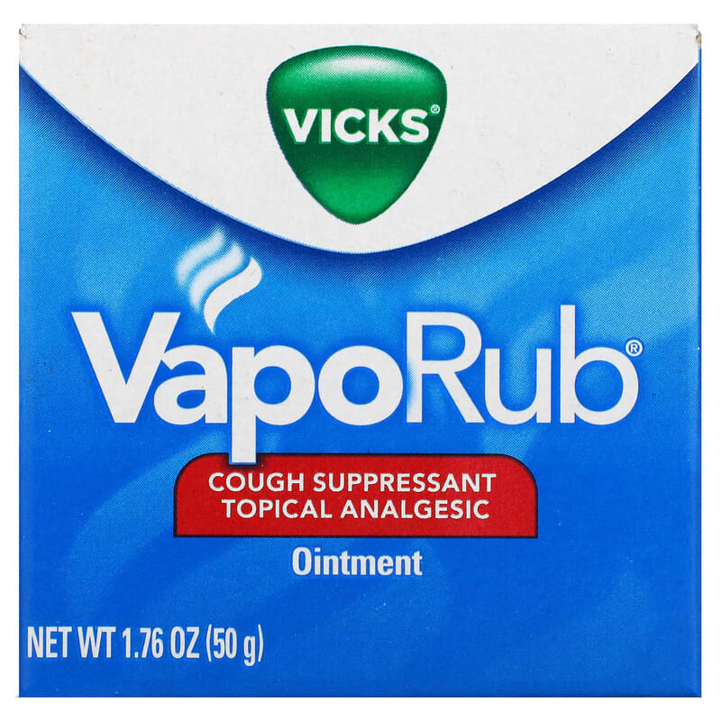 Vicks VapoRub Cough Suppressant Topical Analgesic Ointment 1.76 oz (50 g) 3 Vicks VapoRub Cough Suppressant Topical Analgesic Ointment 1.76 oz (50 g) 323900003613