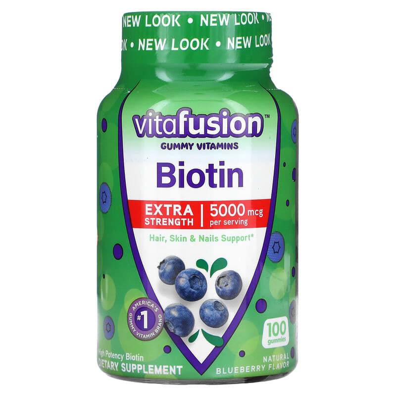 VitaFusion Biotin Extra Strength Natural Blueberry 2.500 mcg 100 Gummies 3 VitaFusion Biotin Extra Strength Natural Blueberry 2.500 mcg 100 Gummies 027917000268
