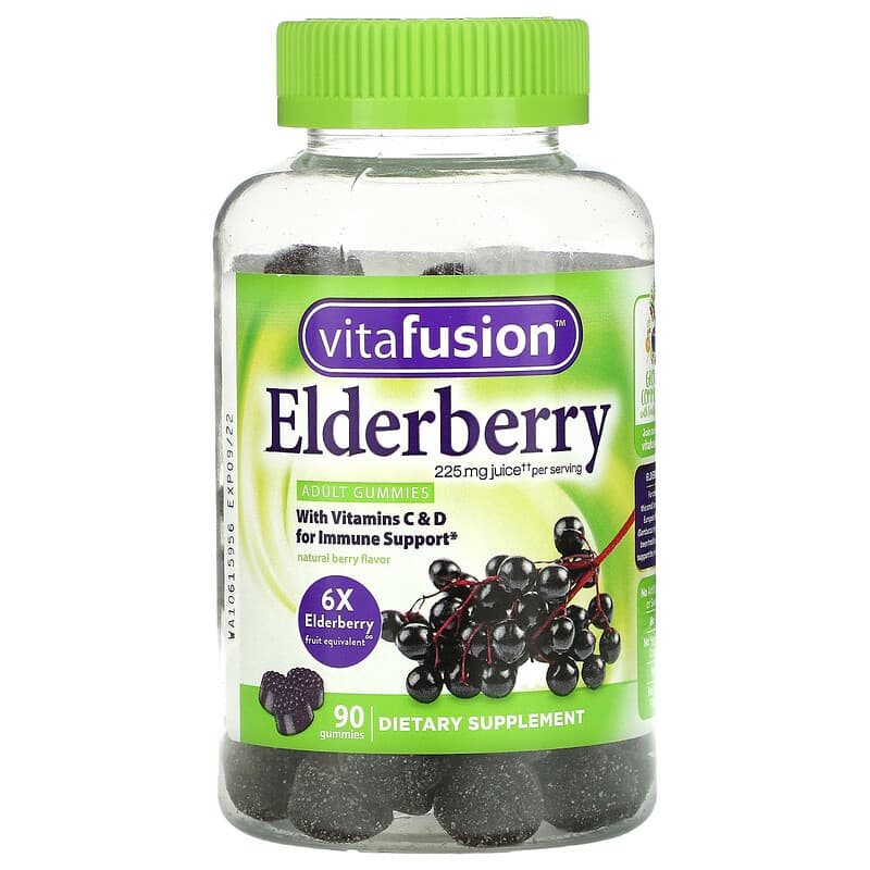 VitaFusion Elderberry With Vitamins C & D for Immune Support Natural Berry 90 Gummies 3 VitaFusion Elderberry With Vitamins C & D for Immune Support Natural Berry 90 Gummies 027917290096