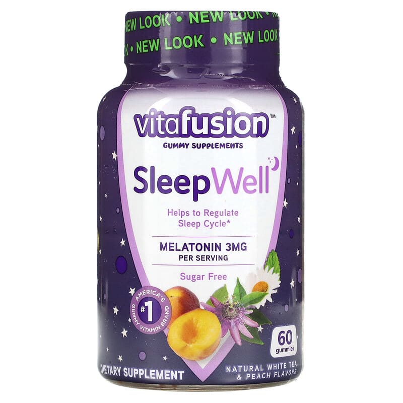 VitaFusion SleepWell Natural White Tea & Peach 60 Gummies 3 VitaFusion SleepWell Natural White Tea & Peach 60 Gummies 027917023106
