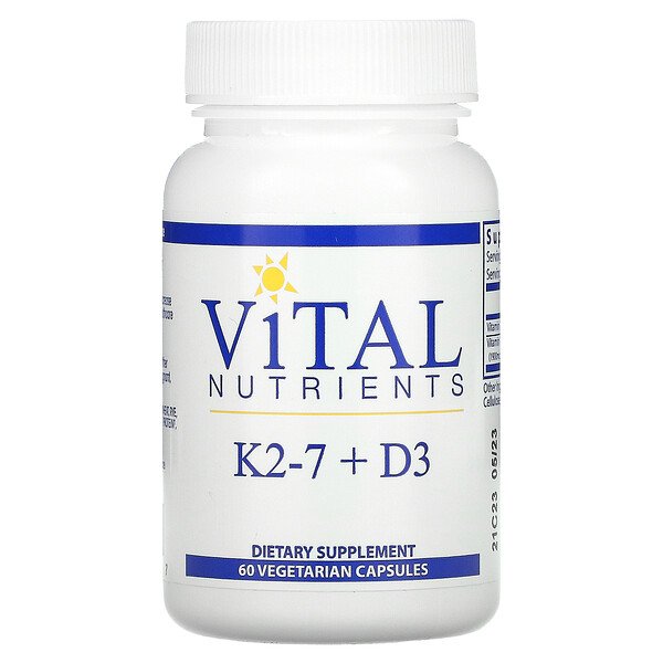 Vital Nutrients K2-7 + D3 60 viên 3 vital nutrients k2 7 d3 60 vegetarian capsules 108152