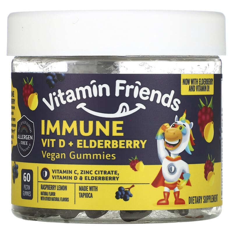 Vitamin Friends Immune Vit D + Elderberry Raspberry 60 Pectin Gummies 3 Vitamin Friends Immune Vit D + Elderberry Raspberry 60 Pectin Gummies 854532002793