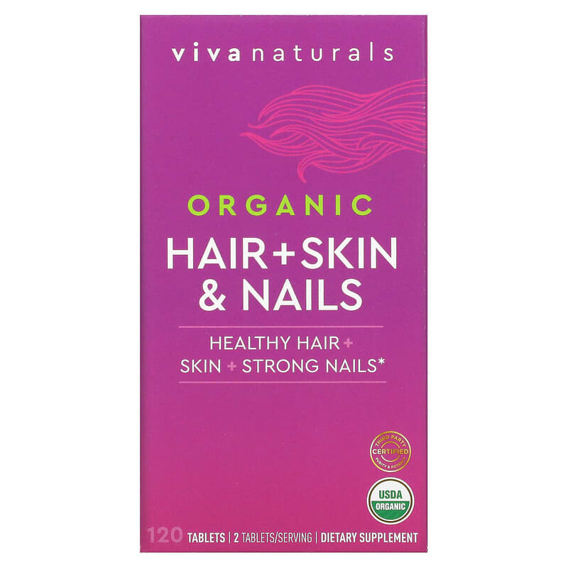 Viva Naturals Organic Hair + Skin & Nails 120 Tablets 3 Viva Naturals Organic Hair + Skin & Nails 120 Tablets 811067031230