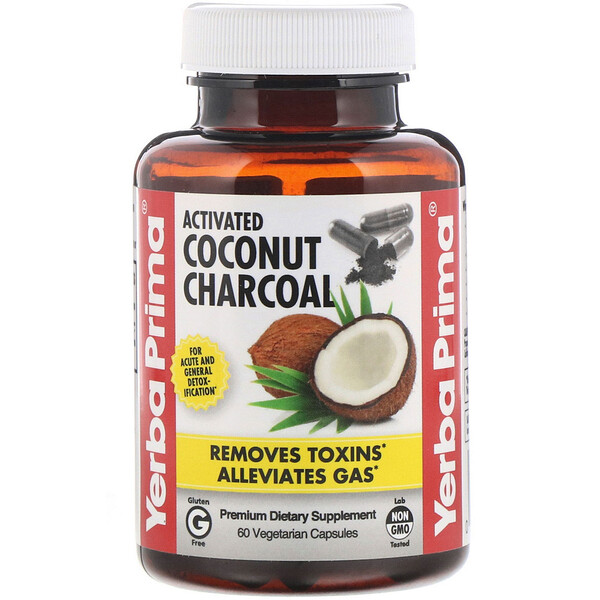 Yerba Prima Activated Coconut Charcoal 60 viên 3 yerba prima activated coconut charcoal 60 vegetarian capsules 95230