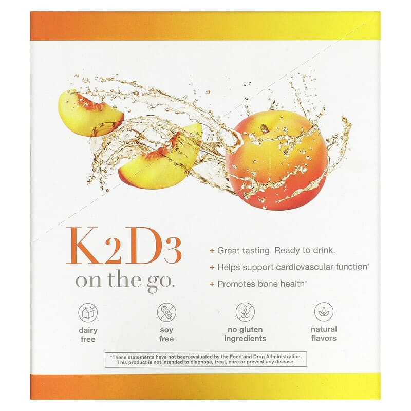 Youtheory K2D3 On Th Go Peach 12 Packets 1 fl oz (30 ml) Each 3 Youtheory K2D3 On Th Go Peach 12 Packets 1 fl oz (30 ml) Each 850021920302