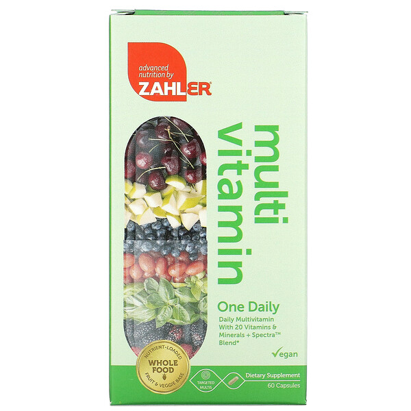 Zahler One Daily Daily Multivitamin with 20 Vitamins & Minerals + Spectra Blend 60 viên 3 zahler one daily daily multivitamin with 20 vitamins minerals spectra blend 60 capsules 108993