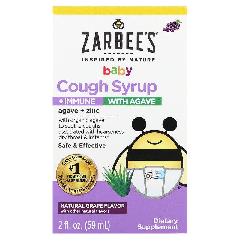 Zarbee's Baby Cough Syrup + Immune with Agave Natural Grape 2 fl oz (59 ml) 3 Zarbee's Baby Cough Syrup + Immune with Agave Natural Grape 2 fl oz (59 ml) 897233709035