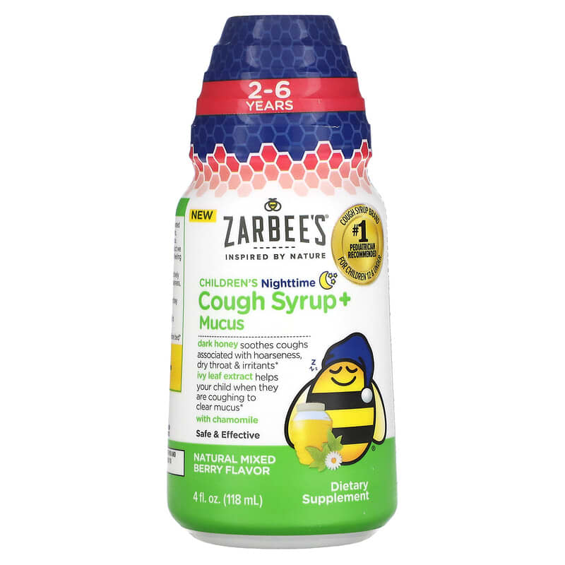 Zarbee's Children's Nighttime Cough Syrup + Mucus 2-6 Years Natural Mixed Berry 4 fl oz (118 ml) 3 Zarbee's Children's Nighttime Cough Syrup + Mucus 2-6 Years Natural Mixed Berry 4 fl oz (118 ml) 300450664044
