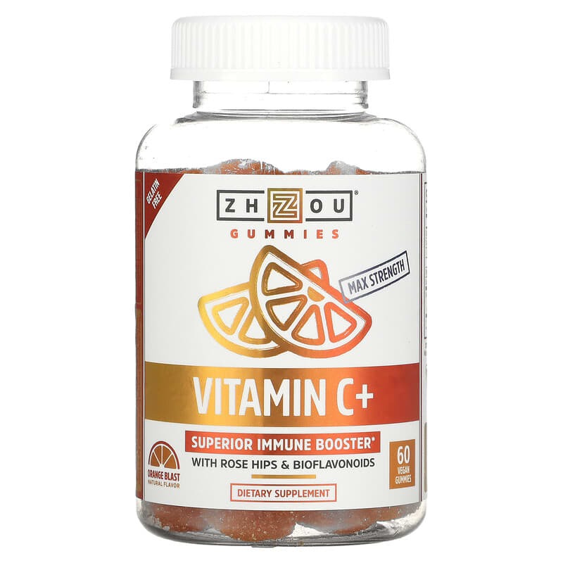 Zhou Nutrition Vitamin C+ Orange Blast 60 Vegan Gummies 3 Zhou Nutrition Vitamin C+ Orange Blast 60 Vegan Gummies 669191967396