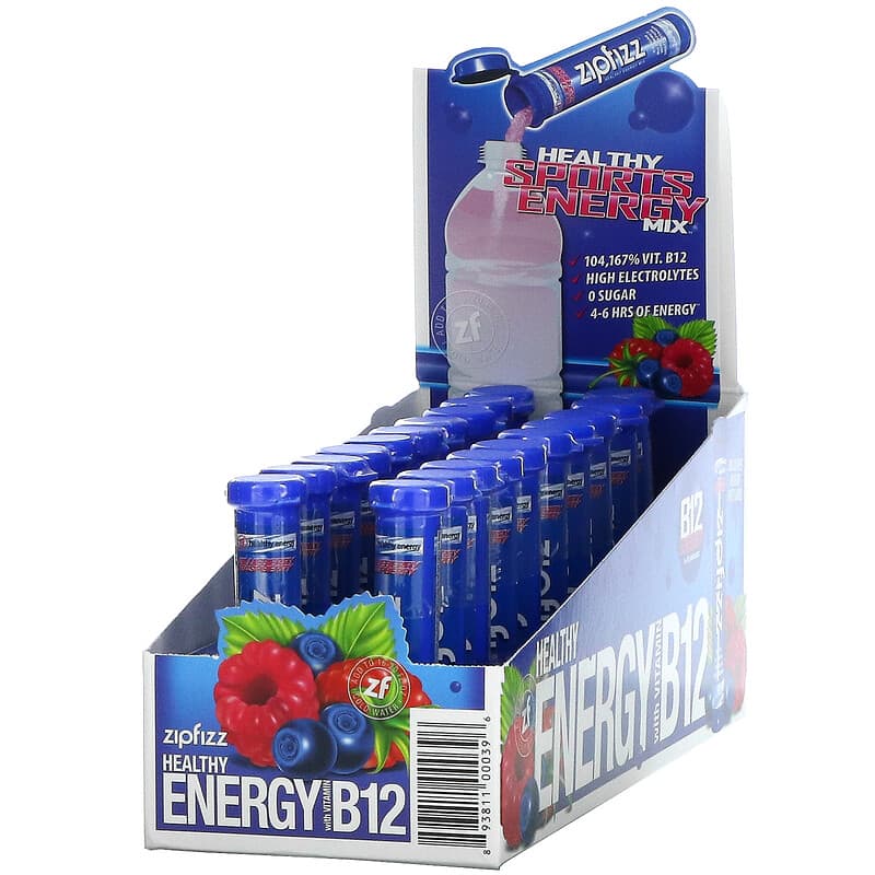Zipfizz Healthy Sports Energy Mix with Vitamin B12 Blueberry Raspberry 20 Tubes 0.39 oz (11g) 6 zipfizz healthy sports energy mix with vitamin b12 blueberry raspberry 20 tubes 0 39 oz 11 g each 107006